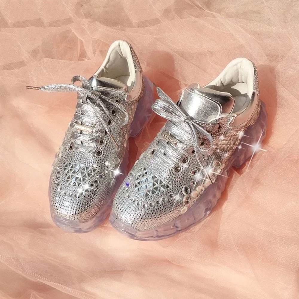Silver Rhinestone Sneakers